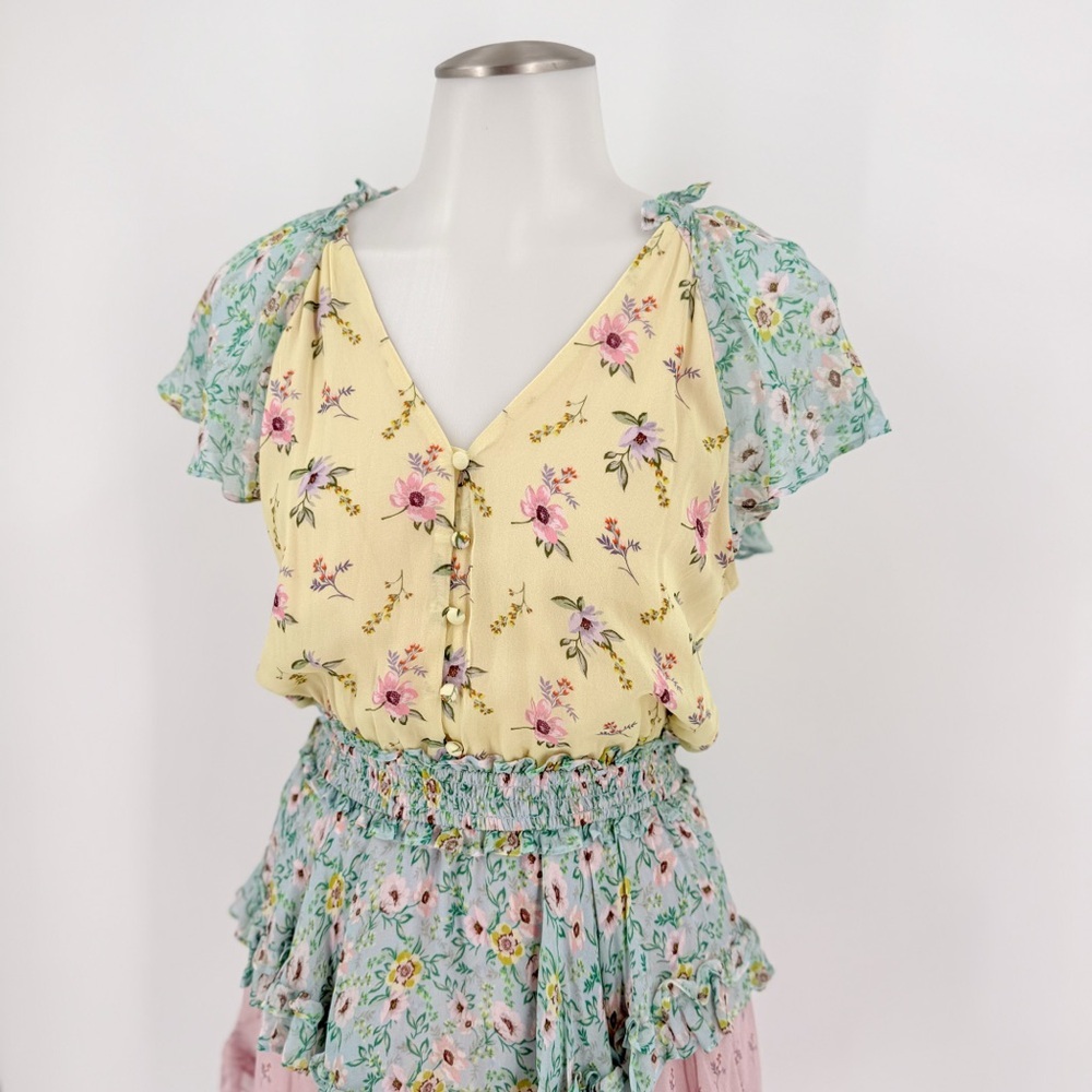 Yumi Kim Floral Mini Dress in Yellow, Blue, and Pink - Picture 3 of 10